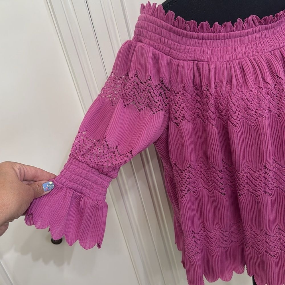 Lane Bryant Purple Blouse Chic and Stylish Off Shoulder Size 14/16‎ - Picture 3 of 6